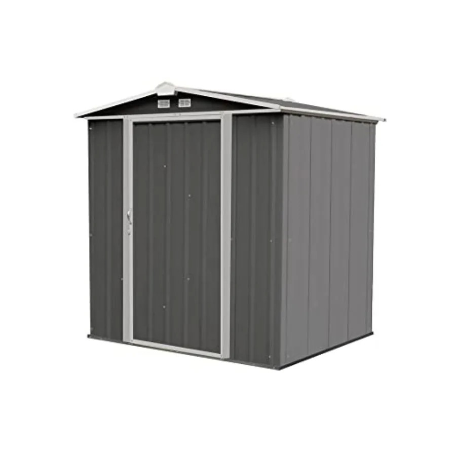 6' x 5' EZEE Galvanized Steel Low Gable Shed with Cream, Storage Shed with Peak Style Roof