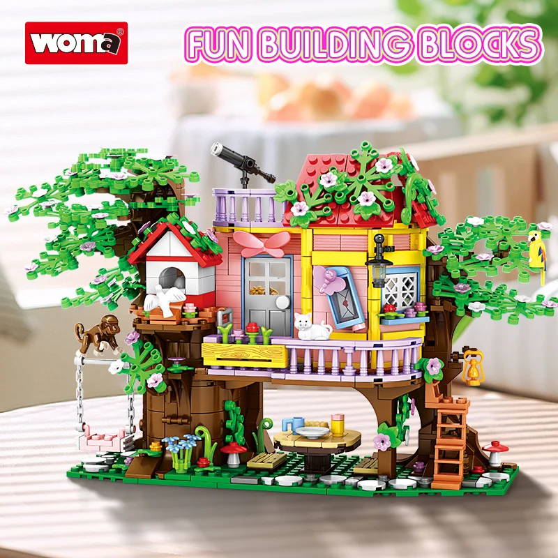 Kinder Kreative Baum Haus Modell Mini Micro Diy Ziegel Baustein Set Kinder Bau Vorschule Schüler Spielzeug Spielen