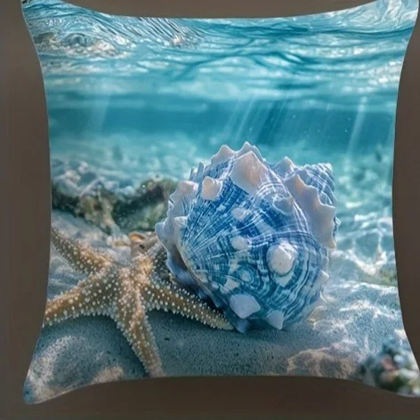 Underwater Sea Creature Pillowcase ,Sofa Bedroom Cushion Cover, Single-sided Printing, Without Pillow Core