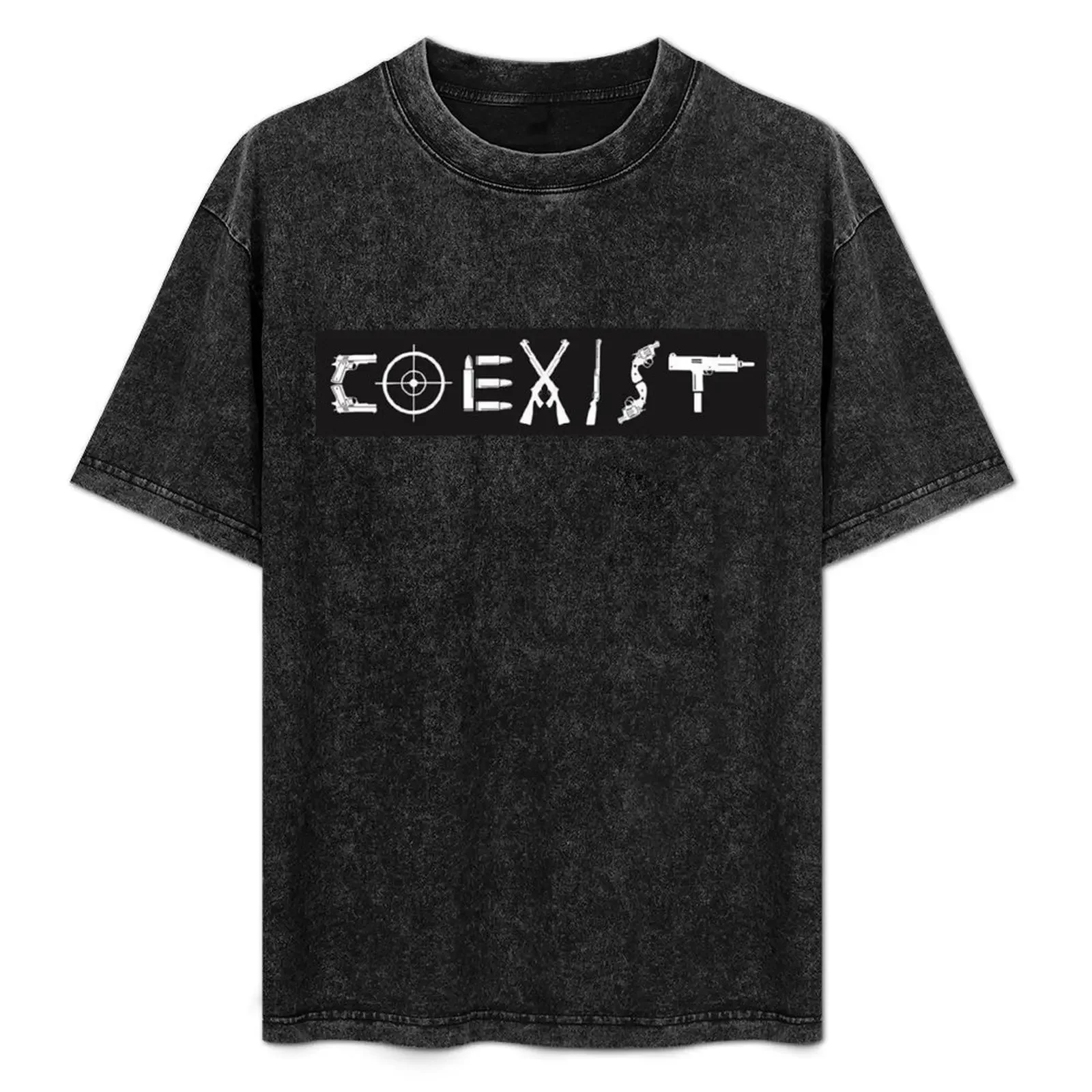 

Coexist - GUNS T-Shirt blue lock T-shirts oversize summer shirt korean fashion vintage t shirt men