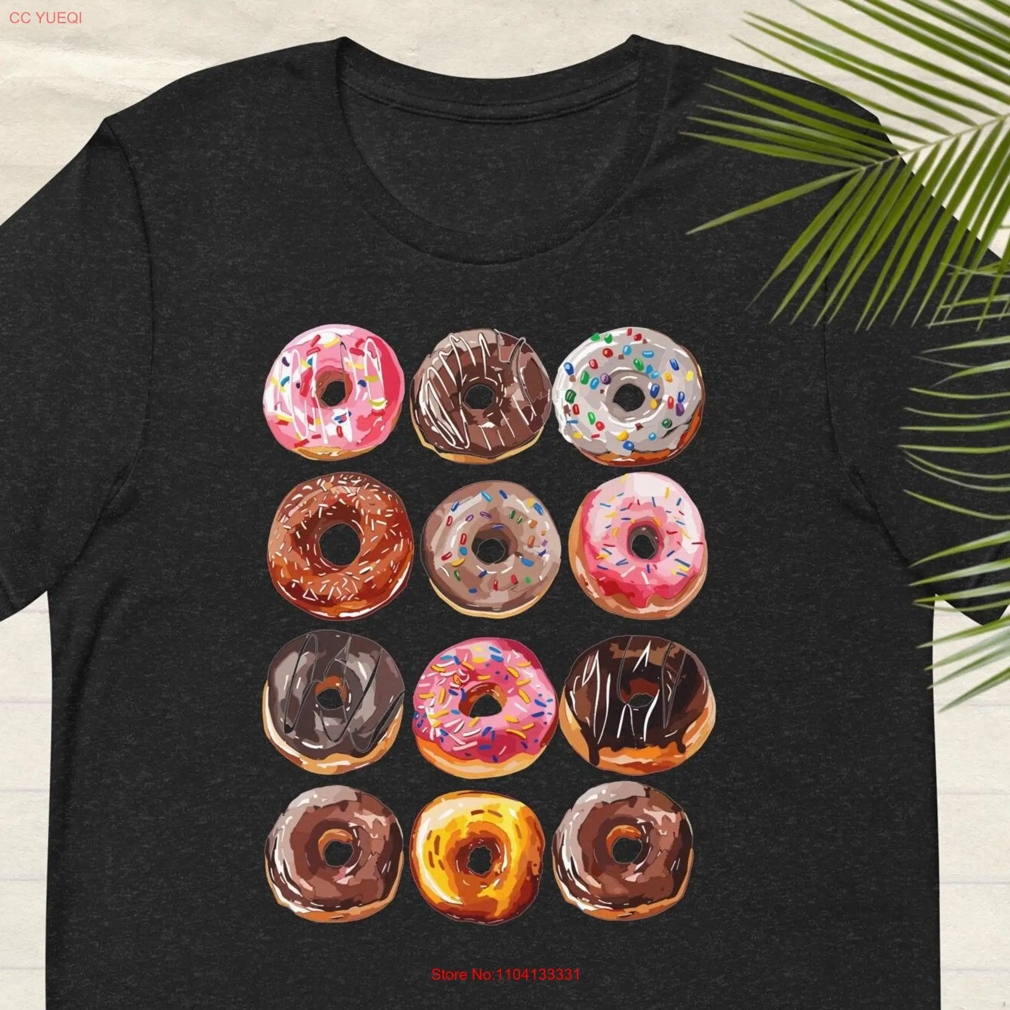 Doughnut T shirt Colorful Donut Foodie Top For Lover Present Idea Him Pastry Sugary Delight long or short sleeves