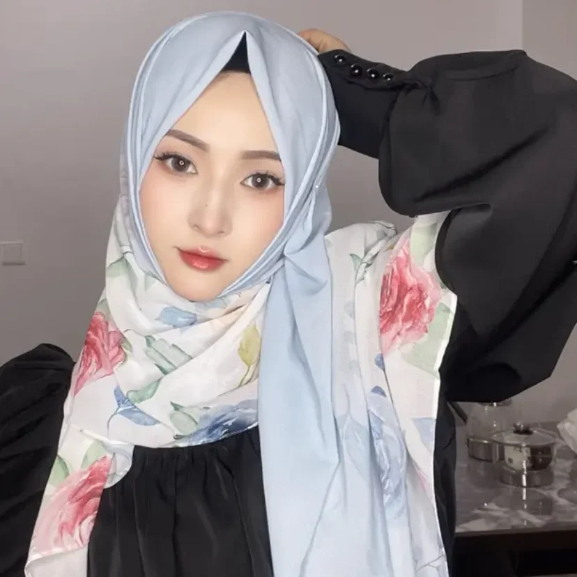 Summer Print Flowers Moslem Chiffon Shayla Scarves Hijab Size 175cm *70cm