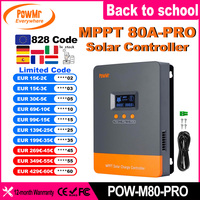 Powermr 80A MPPT Solar Charge Controller Max 160V Panel for 12V 24V 36V 48V Solar Battery Intelligent Regulator Lead-acid/Lithium