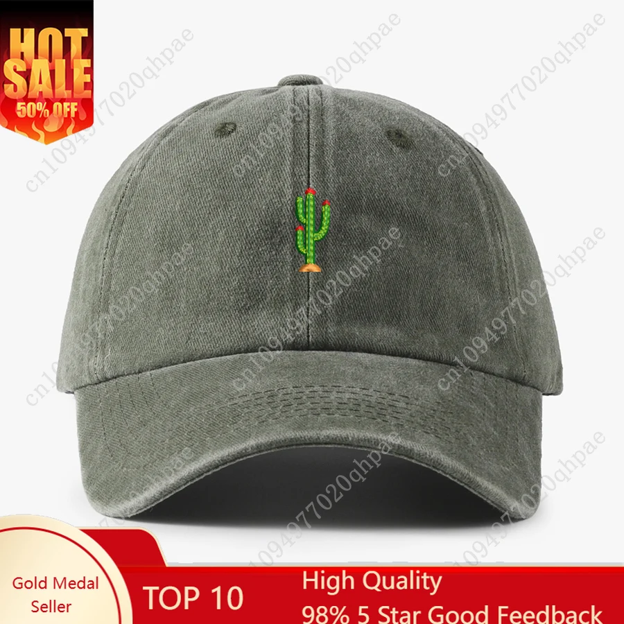 

Mini Cactus Embroidery vintage soft Baseball caps Men Women Water Washed Hat Sports Fishing Dad Visor Summer Autumn Peaked cap
