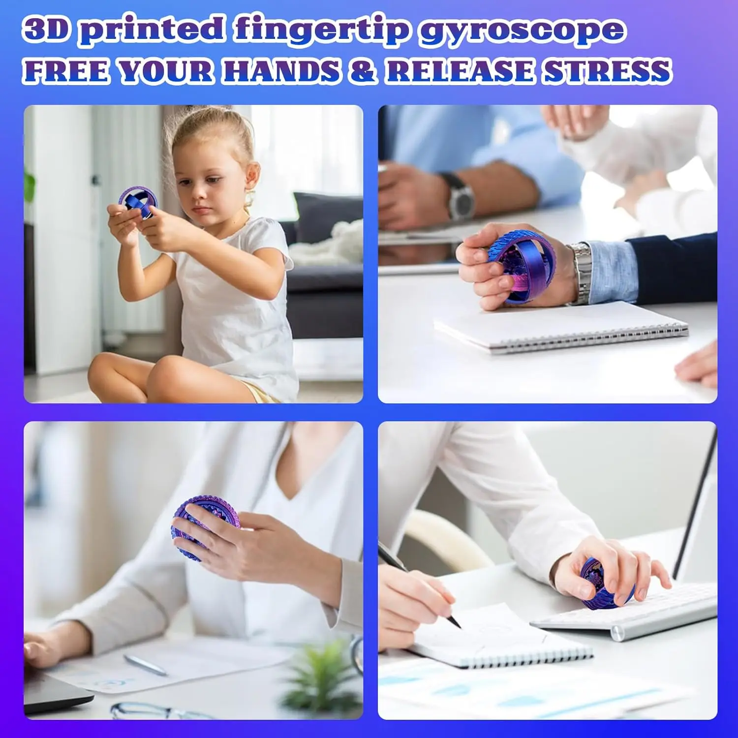 Fidget Spinner impreso en 3D: juguete para aliviar el estrés con rodamiento suave de alta velocidad para adultos y niños