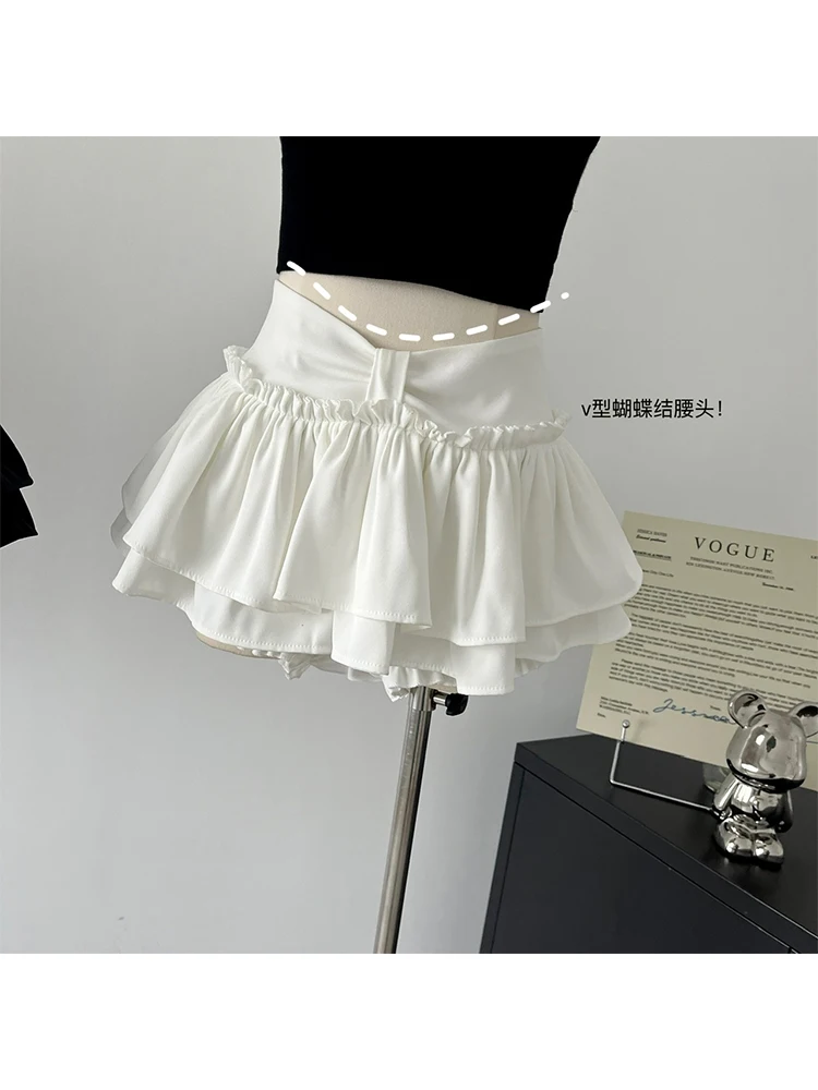 Women\'s White A-line Skirt Vintage Y2k Shorts Skirt Harajuku 90s Aesthetic Mini Ballet Skirts 2000s 90s Aesthetic Clothes Summer