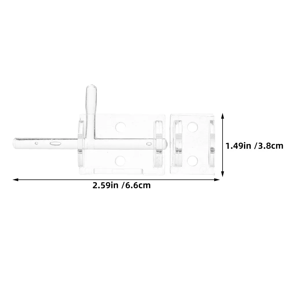 2Pcs Clear Acrylic Door Latch Self-Adhesive Slide Bolt Lock for Indoor Doors Bedrooms Bathrooms Cabinets Sheds Furniture