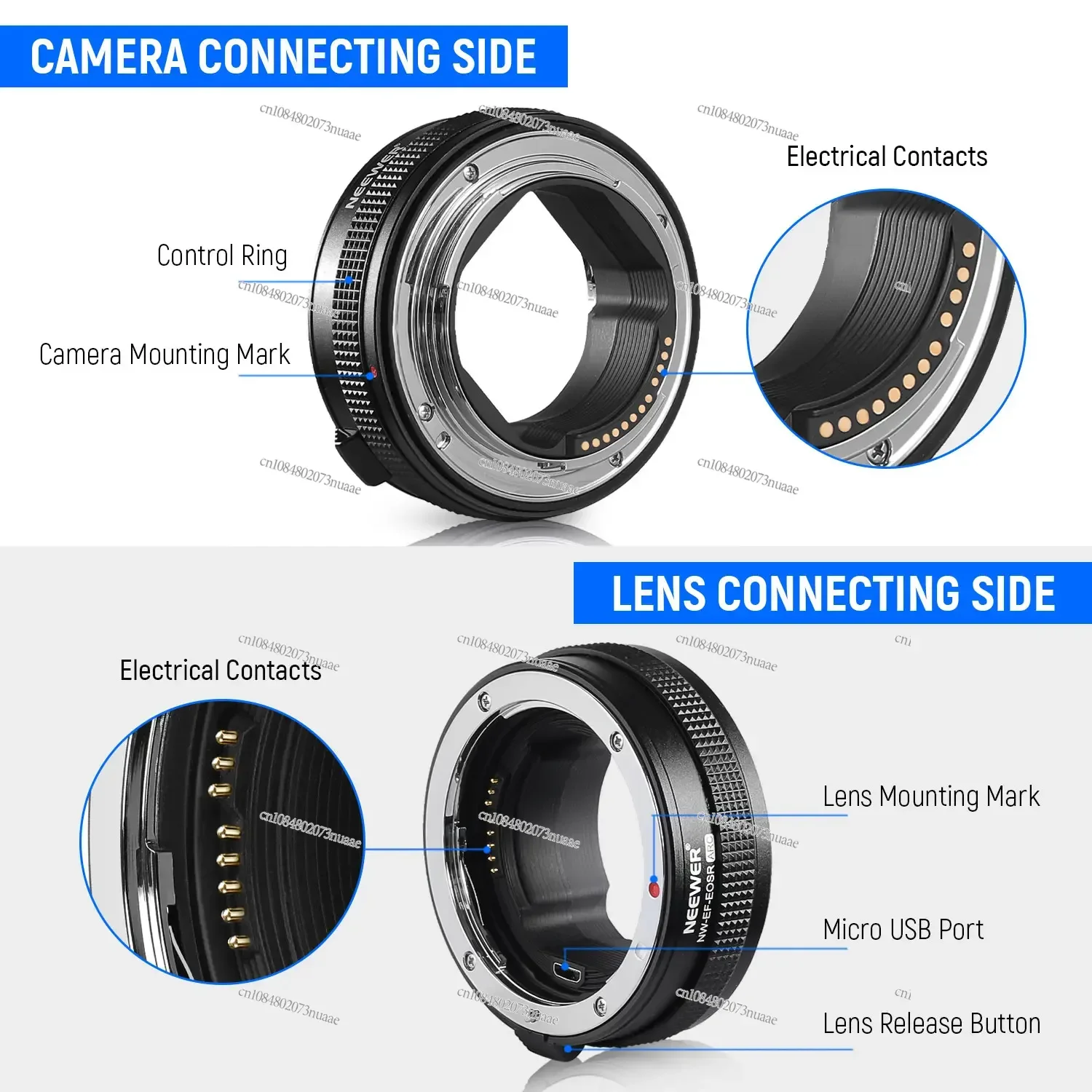 EOS EF To RF Lens Adapter, Auto Focus Lens Mount Adapter With Control Ring,