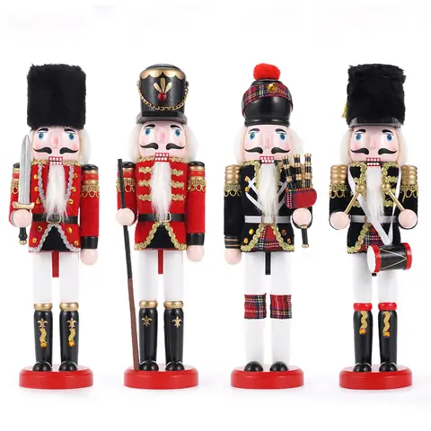 30cm Nutcracker Soldier Puppet Wooden Nutcracker Statues Handicraft Doll Toy Christmas Navidad New Year Gift Home Decoration