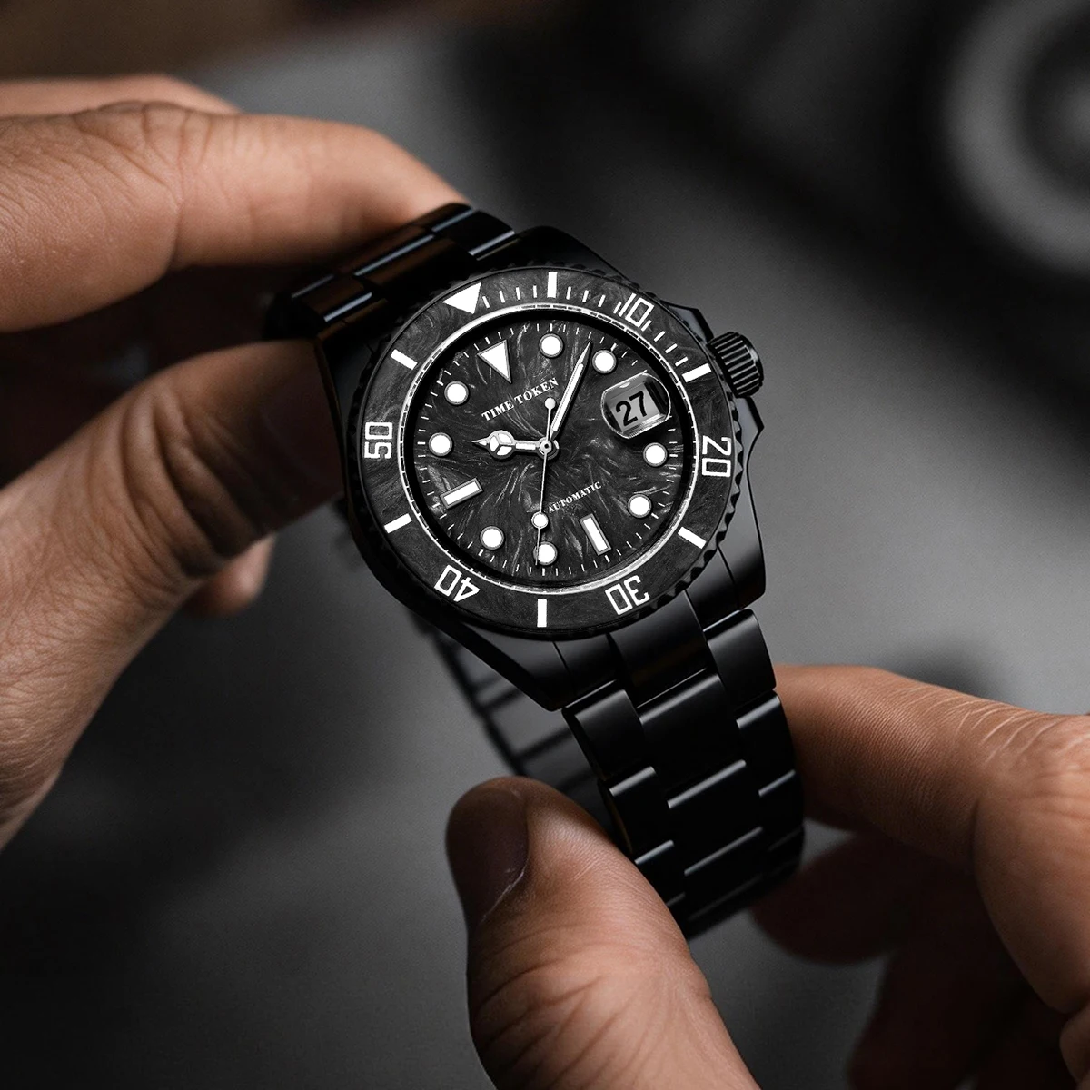 2026 NEW Carbon Fiber Automatic Mechanical Men's Watch Salute Classics Luminous Calendar Dive 10bar Waterproof Sapphire