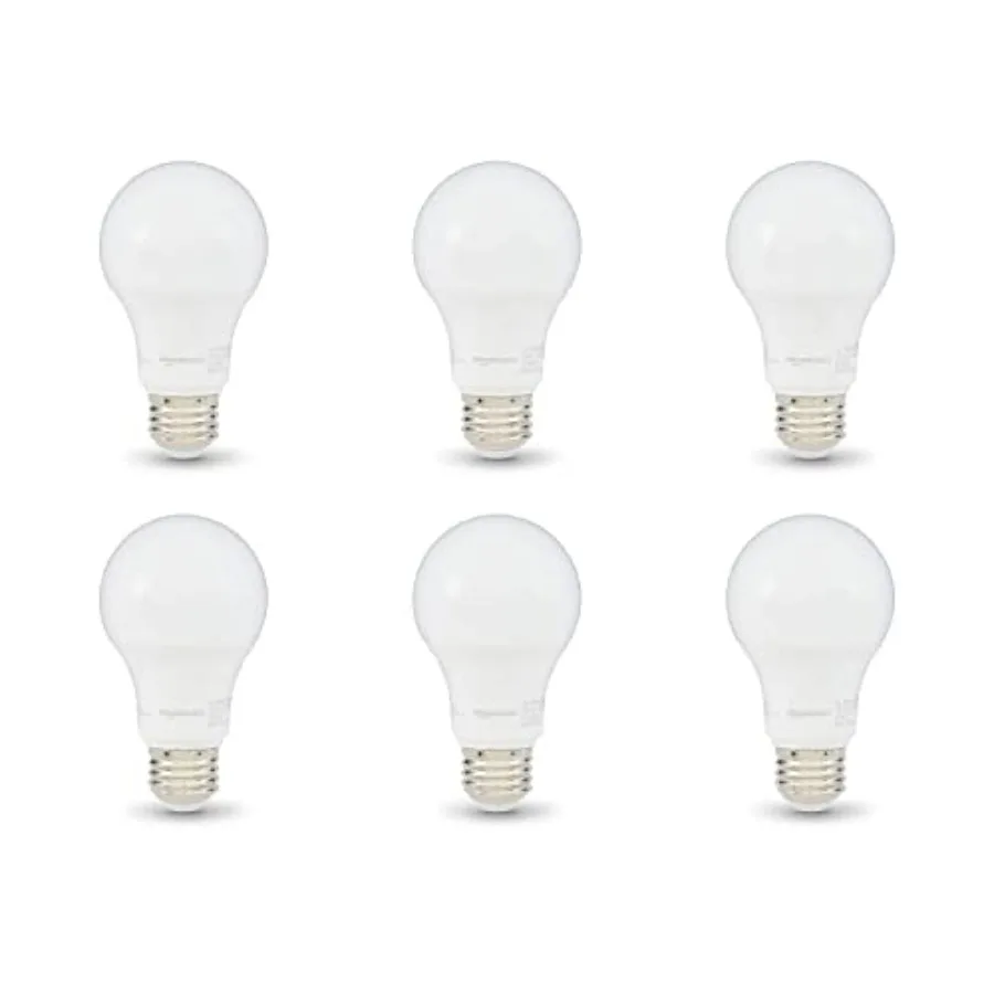 A19 LED Light Bulbs, 60W Equivalent, 9W Energy Efficient, E26 Standard Base, White 5000K, Dimmable, 10, 000 Hour Lifetime, 6-Pa