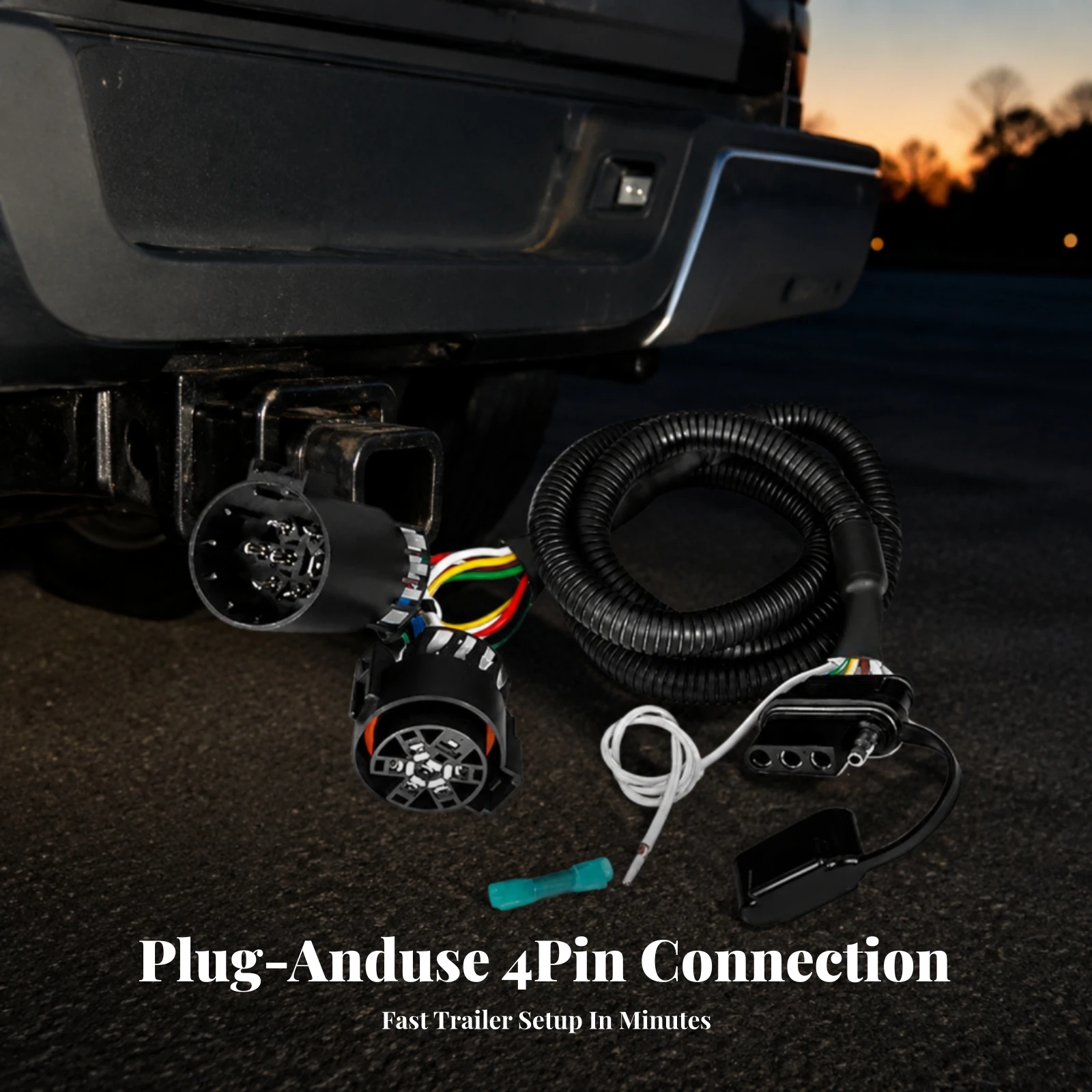 43-Inch Trailer Wiring Harness Extension Weatherproof 7-Way to 4-Pin Trailer Adapter Plug and Play Easy Installation view 5