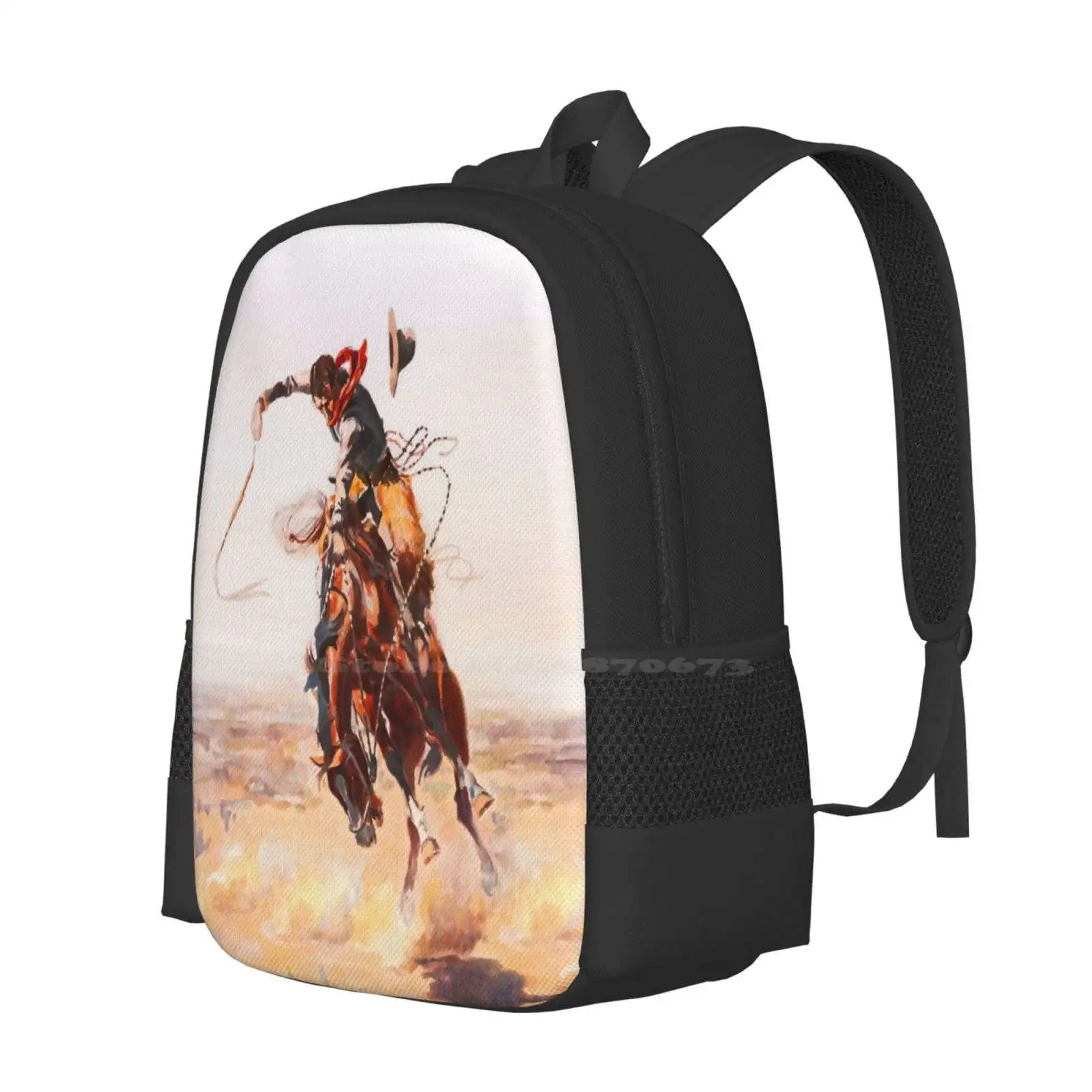 Wild West Series Bad Horse Hot Sale Schoolbag Backpack Fashion Bags Bronco Rodeo Cowboy Indian Wild West Western Sheriff Guns