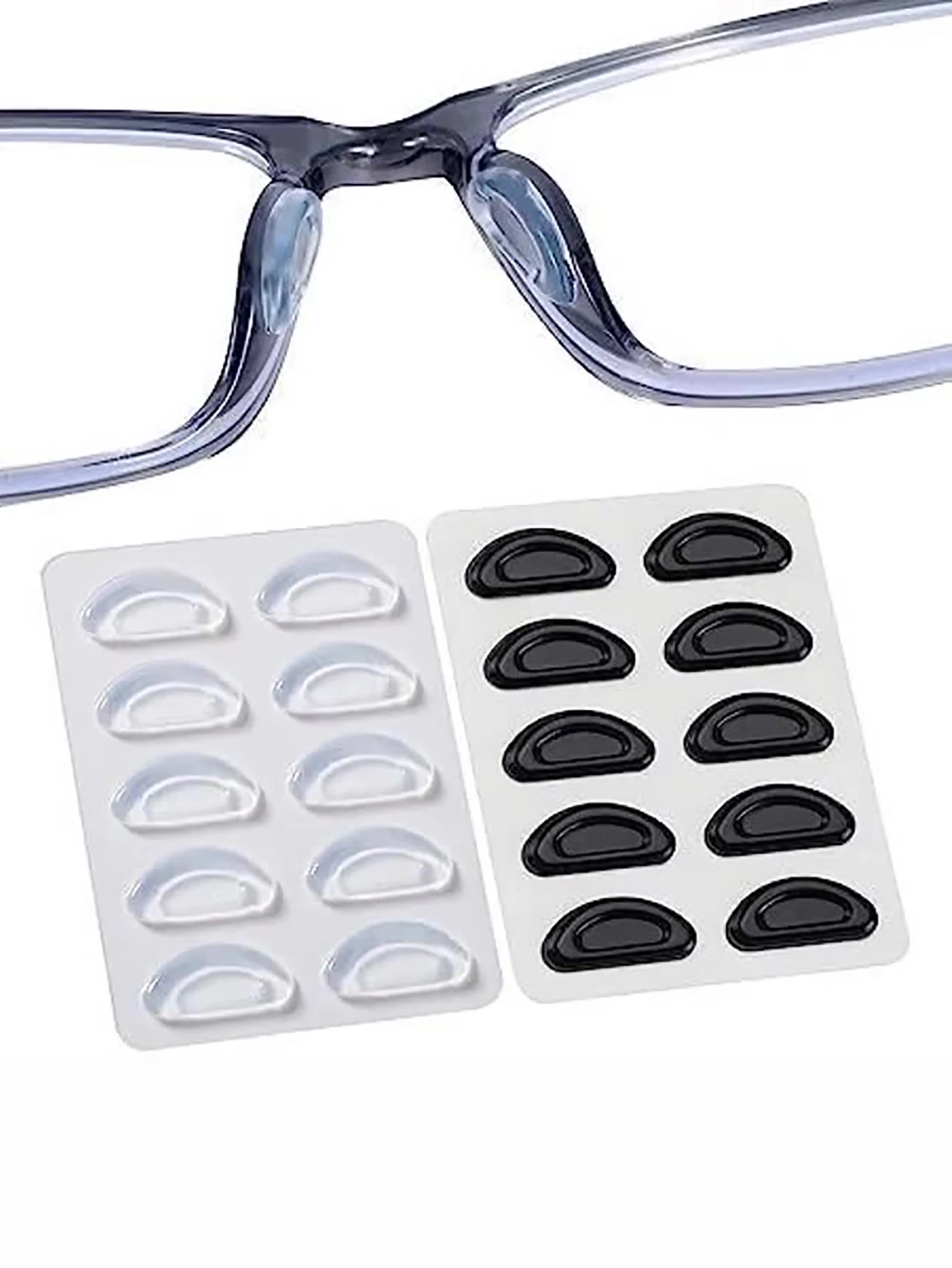 5pairs Eyeglasses Anti Slip Nose Pads Soft Silicone Adhesive Glasses Nose Pads for Plastic Frame Glasses Sunglasses(Black/White)