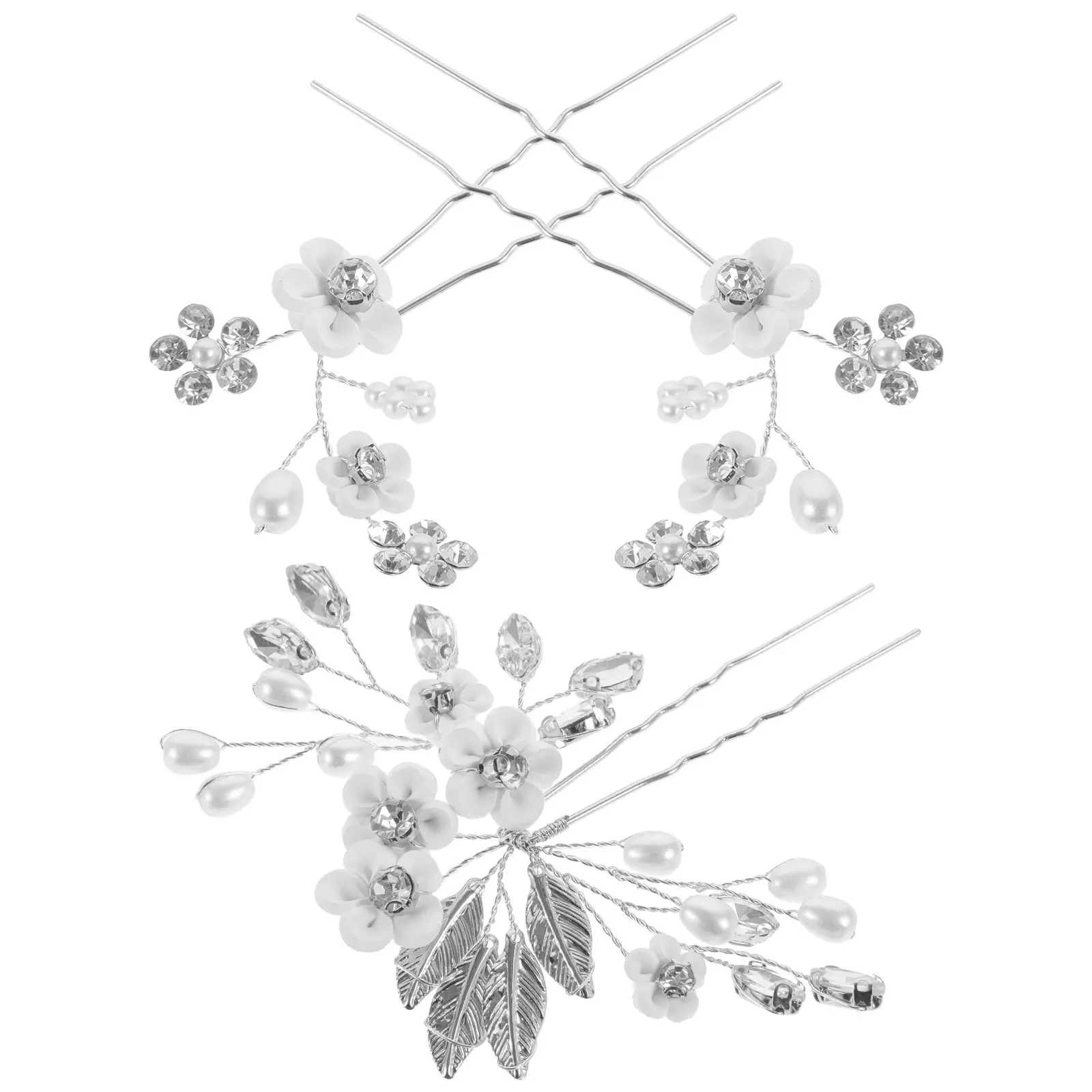 1Set Pearl Crystal Bridal Hairpins Delicate Floral Wedding Hair Comb Hair Accessories for Brides Bridesmaids Elegant
