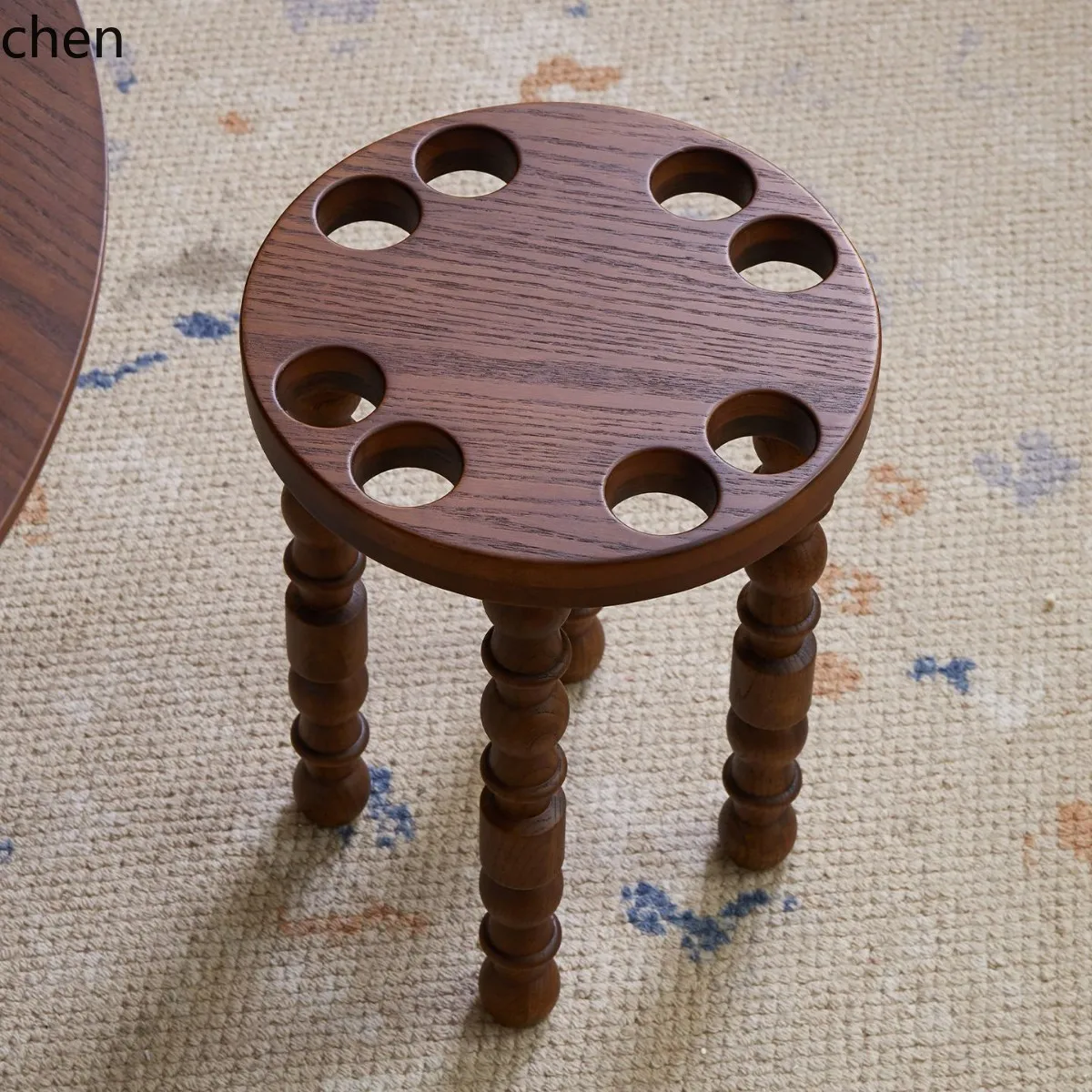 CZ Stackable Solid Wood Small Stool Bamboo Joint Round Stool Household Wooden Board Solid Wood Stackable Stool