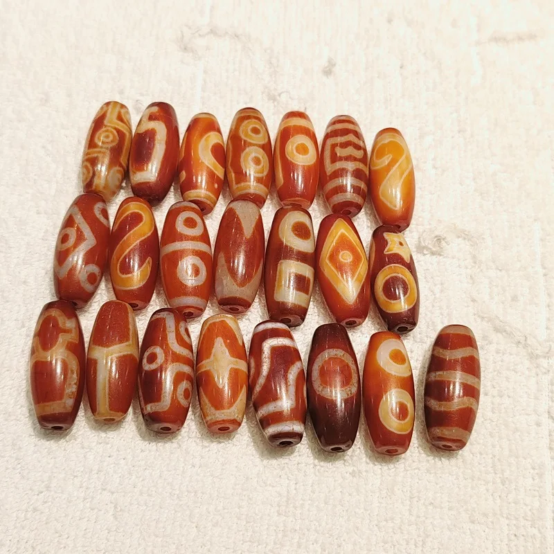 Xizang Agate Dzi Red Meat Tiger Tooth Treasure Bottle Tortoise shell and other Totem Beads Necklace Pendant DIY Accessories