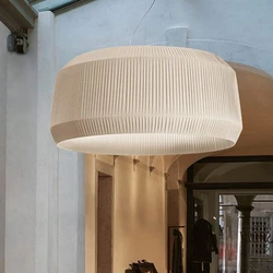 Nordic Fabric Pendant Light White round chandelier for Bedroom Restaurant Living Room Hotel Chroma Woven Pendant lamp