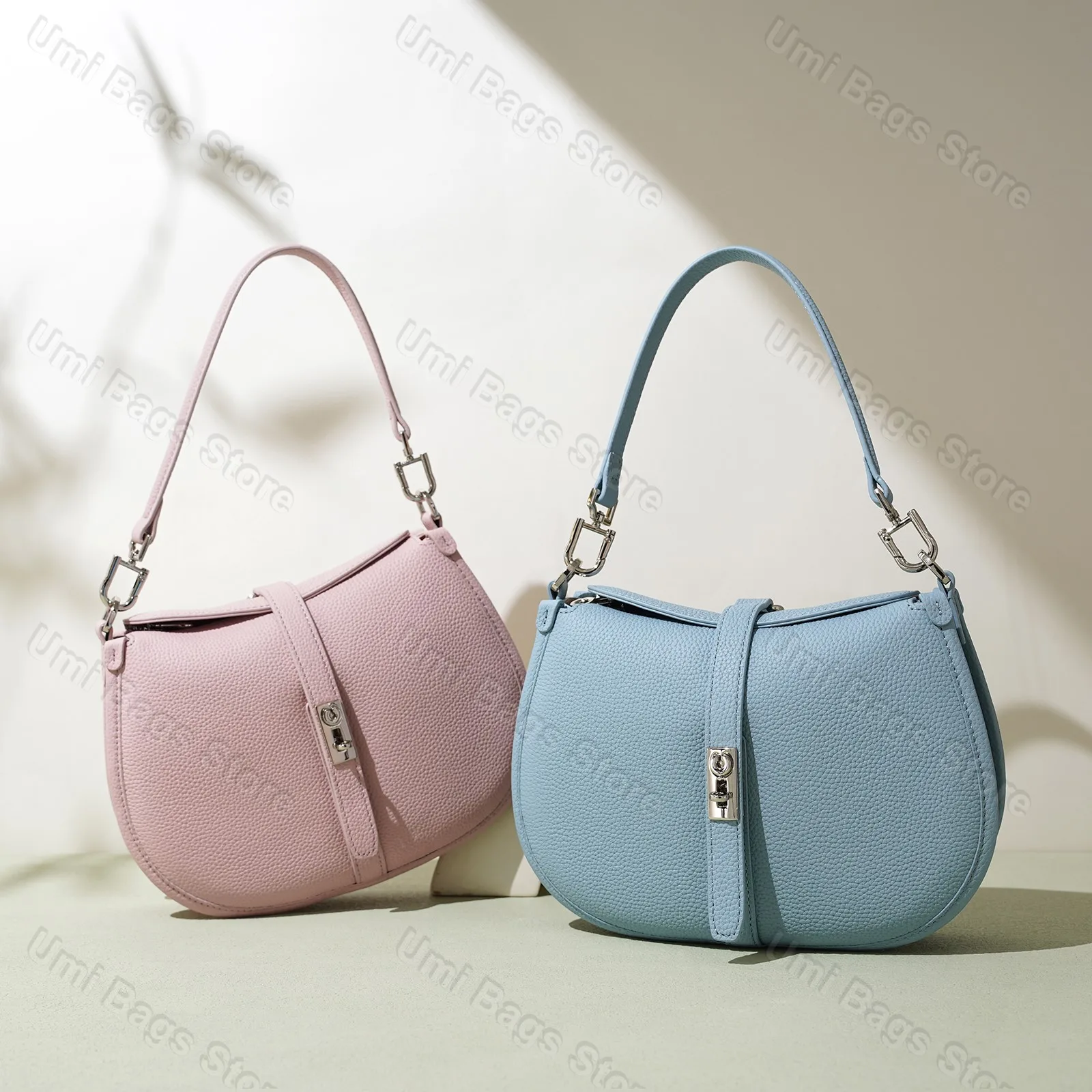 

Women's Bag 2025 New High-end Leather Crescent Bag Women's Diagonal Cross-Border Cowhide Commuter One-shoulder Underarm Bag