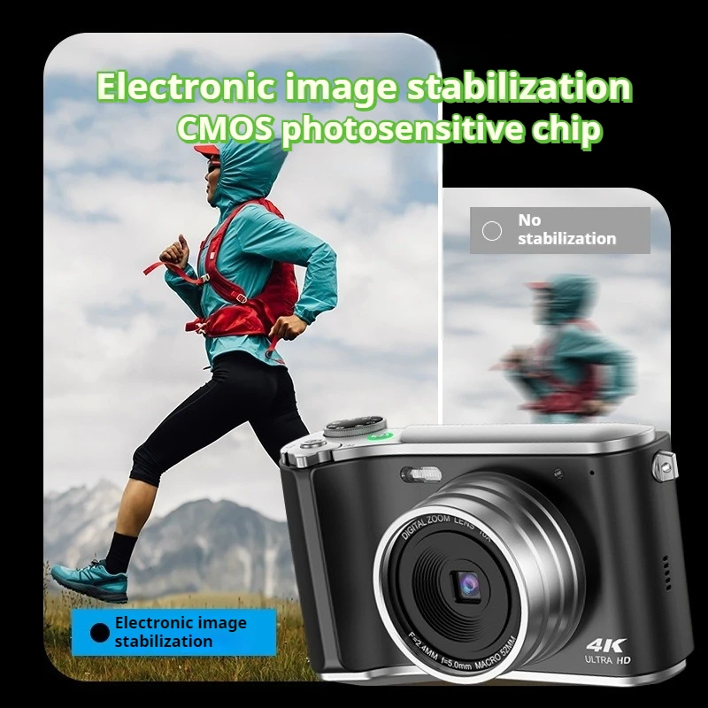 Câmera digital 4K, câmera Vlogging com autofoco de 64 MP, tela LED de 2,8 polegadas, zoom 16x, anti-vibração, ponto YouTube portátil