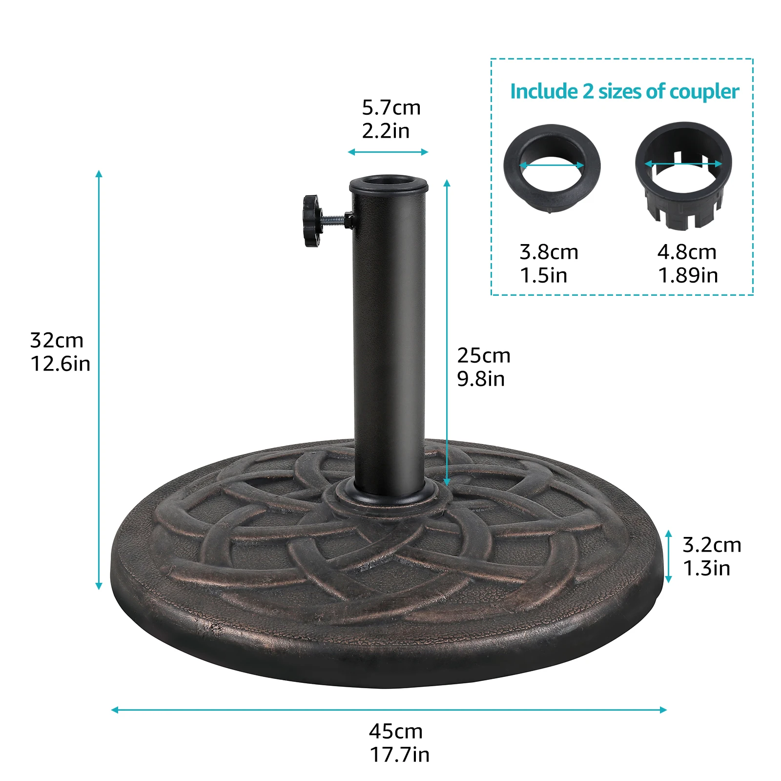 JARDINA Patio Umbrella Base, Heavy Duty Round Outdoor Market Umbrella Stand Weight