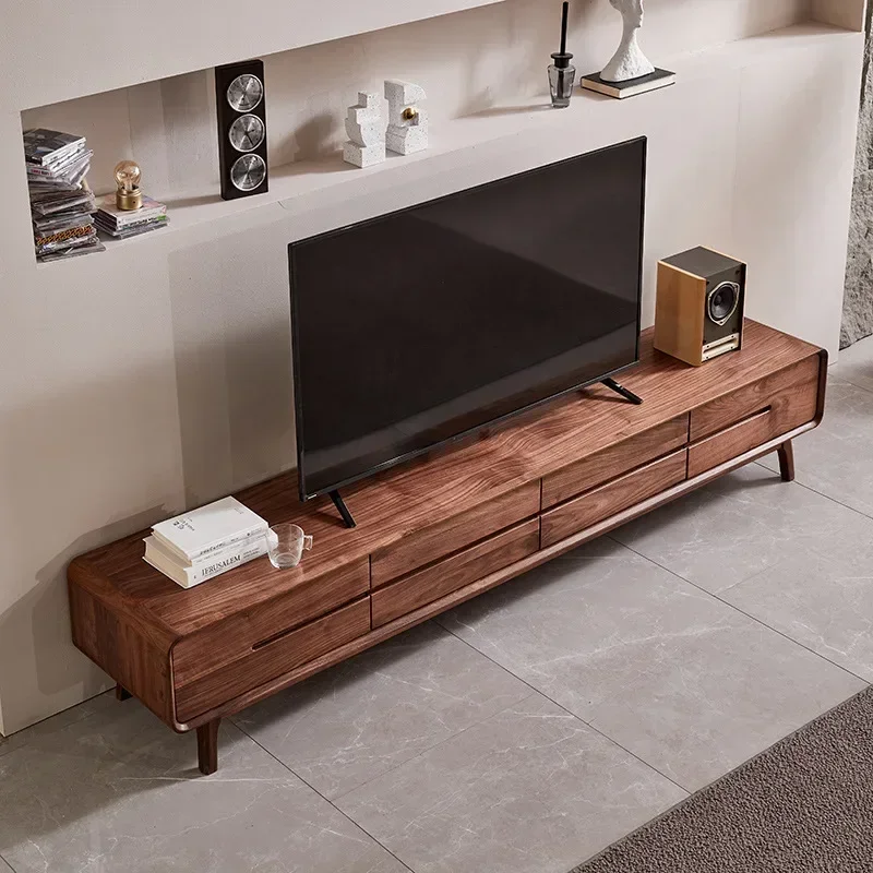 North American black walnut TV cabinet Nordic all solid wood hall cabinet Modern simple locker Floor cabinet