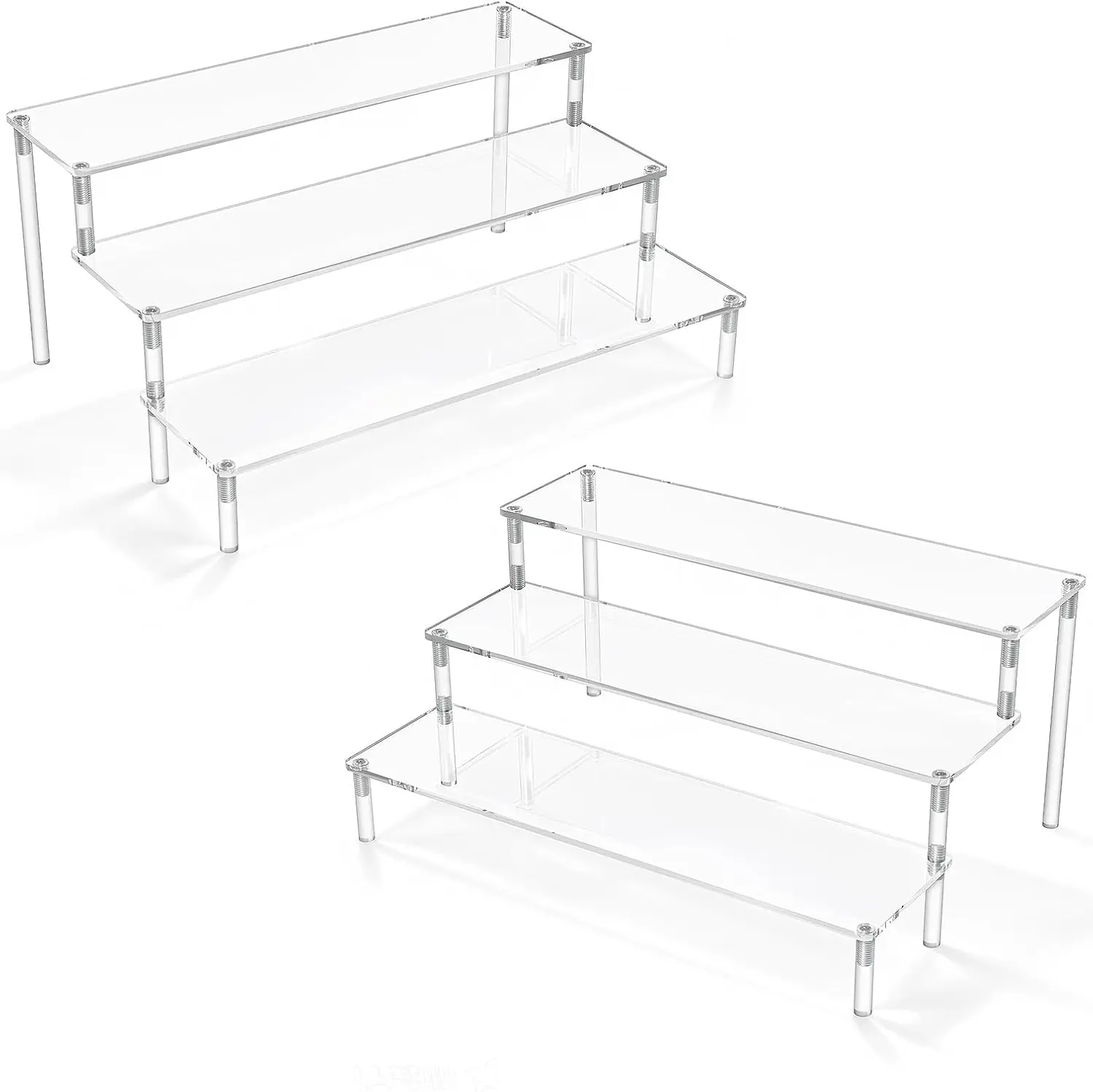 

3 Tier Acrylic Display Risers, Clear Mini Shelves for Cupcake Stand, Perfume Organizer, Cosmetic Storage, Tabletop Use