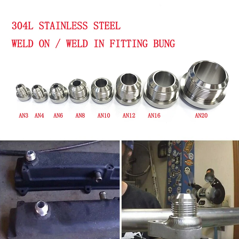 

AN3 AN4 AN6 AN8 AN10 AN12 AN16 AN20 STAINLESS STEEL WELD ON FITTING BUNG MALE