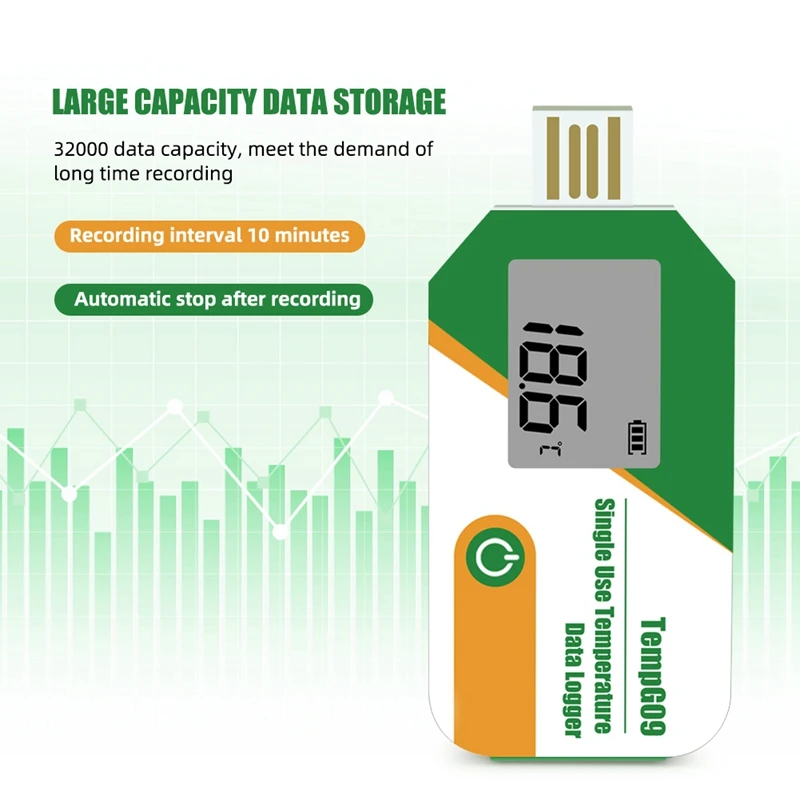24-Hour Delivery Digital Display USB Temperature Data Logger 32000 Point Capacity Disposable Temperature Recorder PDF Report Rec