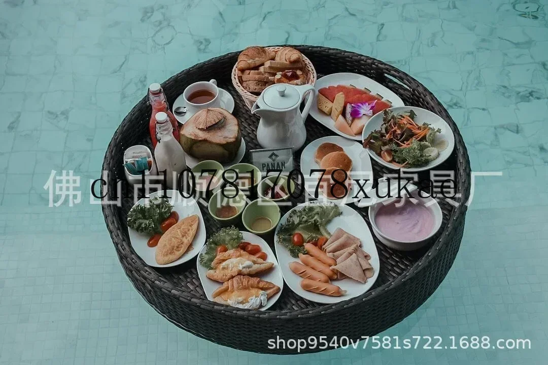 スイミングプール用フローティング朝食トレイ、水草編みバスケット、ウェディング写真撮影用小道具トレイ、デコレーション、インターネットセレブ
