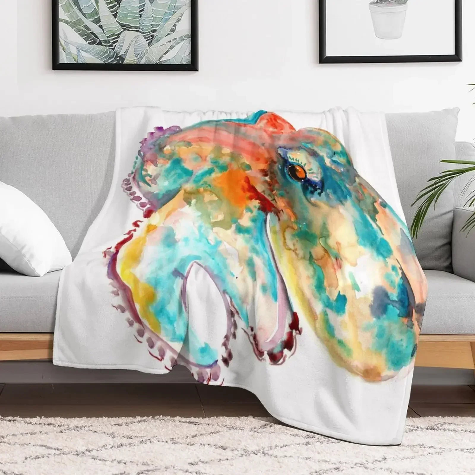

Orange Turquoise Octopus Throw Blanket Extra Large Throw Decorative Beds Blankets