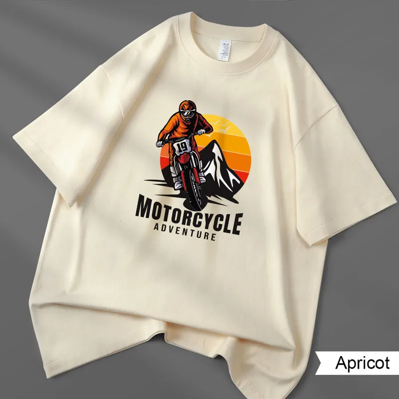 Hot Sale Motorcycle Men T Shirt Motorbike Heart Beat Cotton Brand T Shirt Men Fashion Moto Biker Round Collar Graphic T Shirts