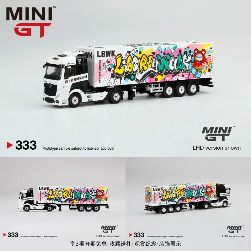 TSM MINI GT #333 LB Graffiti Edition 1:64  Benz towing head Actros container simulation Die-cast alloy car model