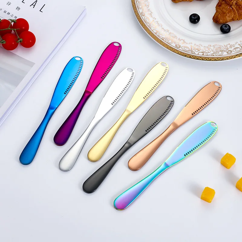 Multifunction Butter Knife with Hole Cheese Dessert Jam Knife Stainless Steel Cutlery Tool Kitchen Toast Bread Knife Tableware