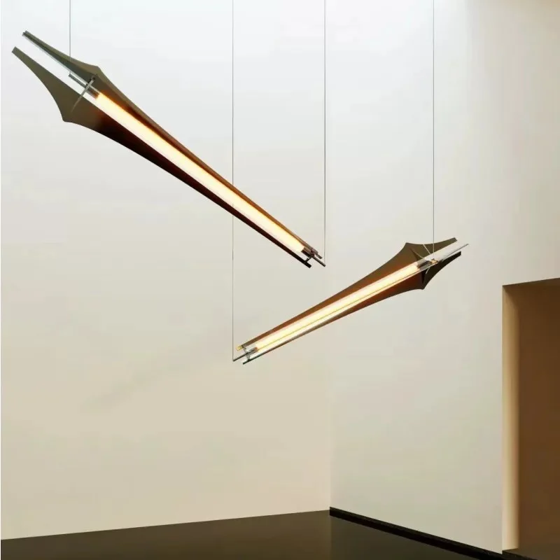 

Vintage industrial style pendant light, stainless steel strip restaurant bar counter, tea room panel lighting fixtures