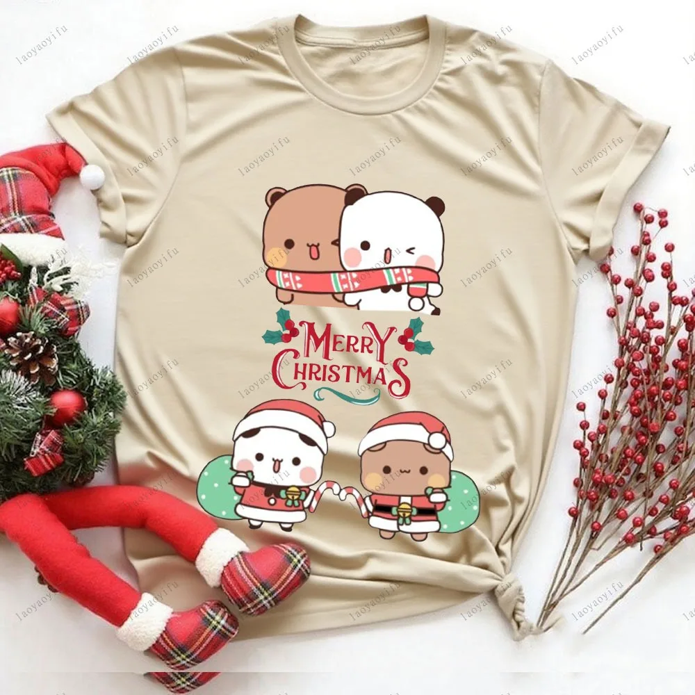 Merry Christmas! Bubu and Dudu Cartoon Tee Women Manga Tops Female Funny Clothes Short Sleeves T Shirt Harajuku Casual Tee