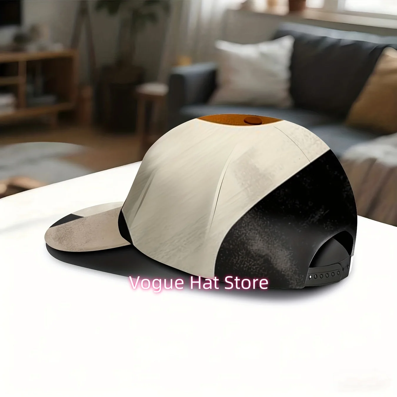 Baseball Cap Featuring Retro Abstract Art, with a Geometric Stitching Design. This Stylish And Easy Hat Is Adjustable, Making It