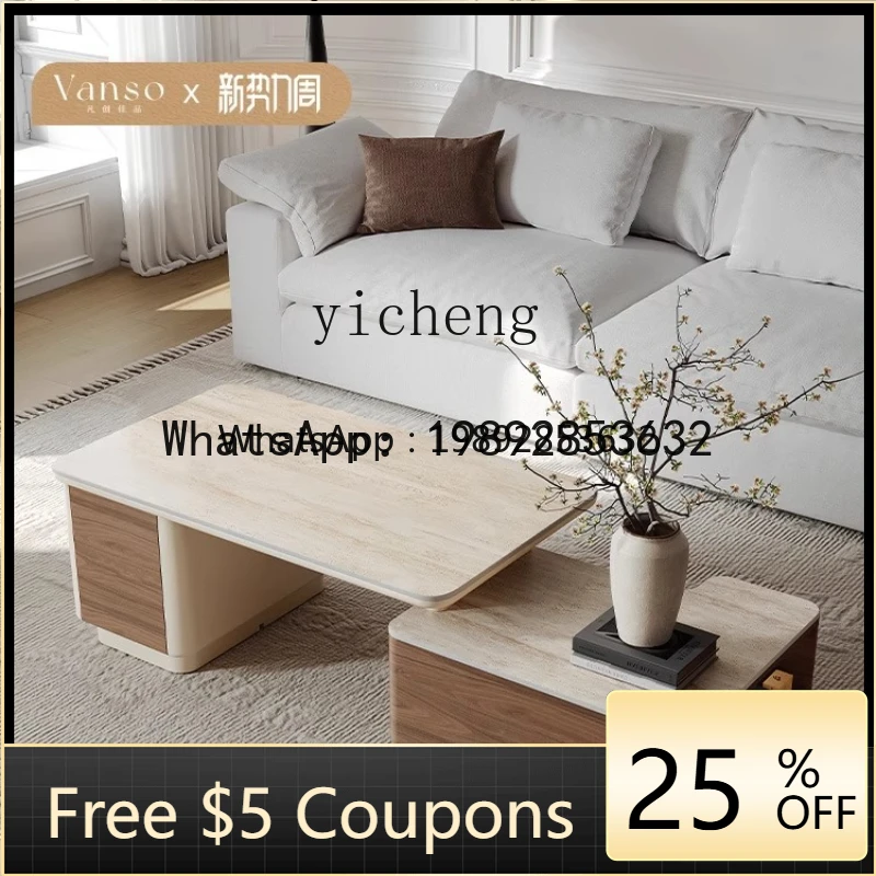 ABB  telescopic cave stone rock slab coffee table living room home tea integrated tea table