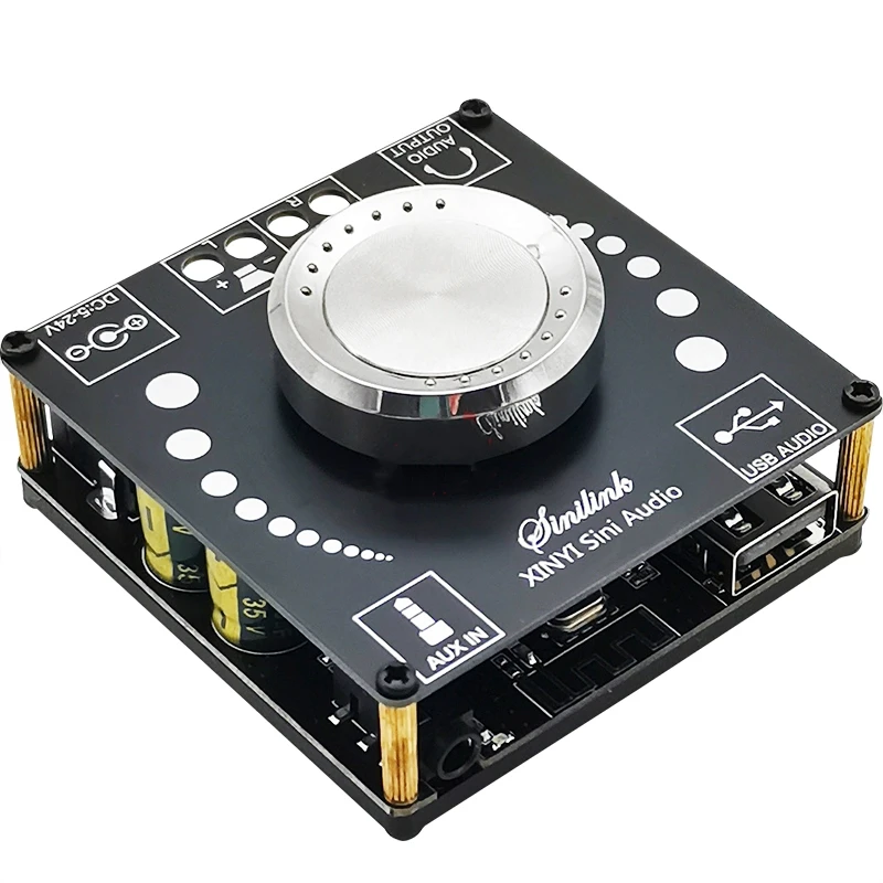 HIFI level Bluetooth 5.0 digital amplifier board, dual channel 2 * 100W stereo support, USB drive, sound card, AUX input