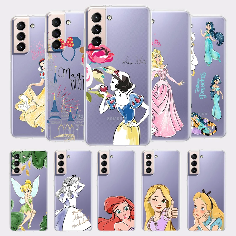 

Funny Princess Cartoon Disney Phone Case for Samsung Galaxy S24 S23 S22 Ultra S21 S20 FE S10 Plus Transparent Silicone Shell