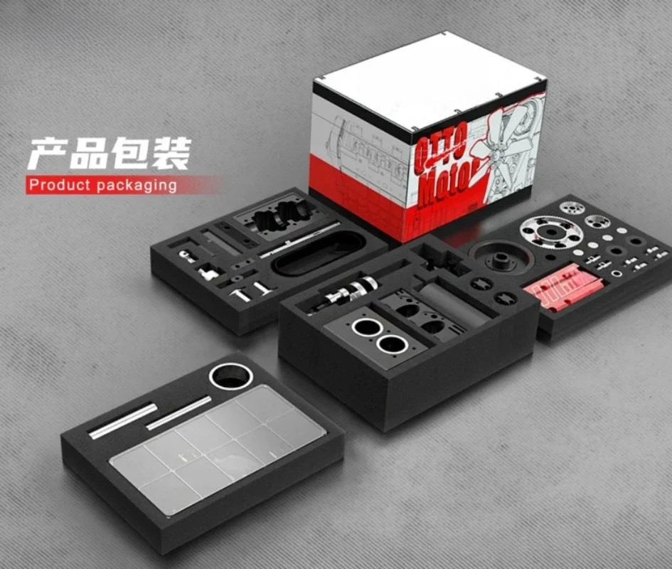 All-Metal Double-Cylinder Engine Assembly Model, Miniature Mini Engine Mechanical Toy Assembly Gift Use