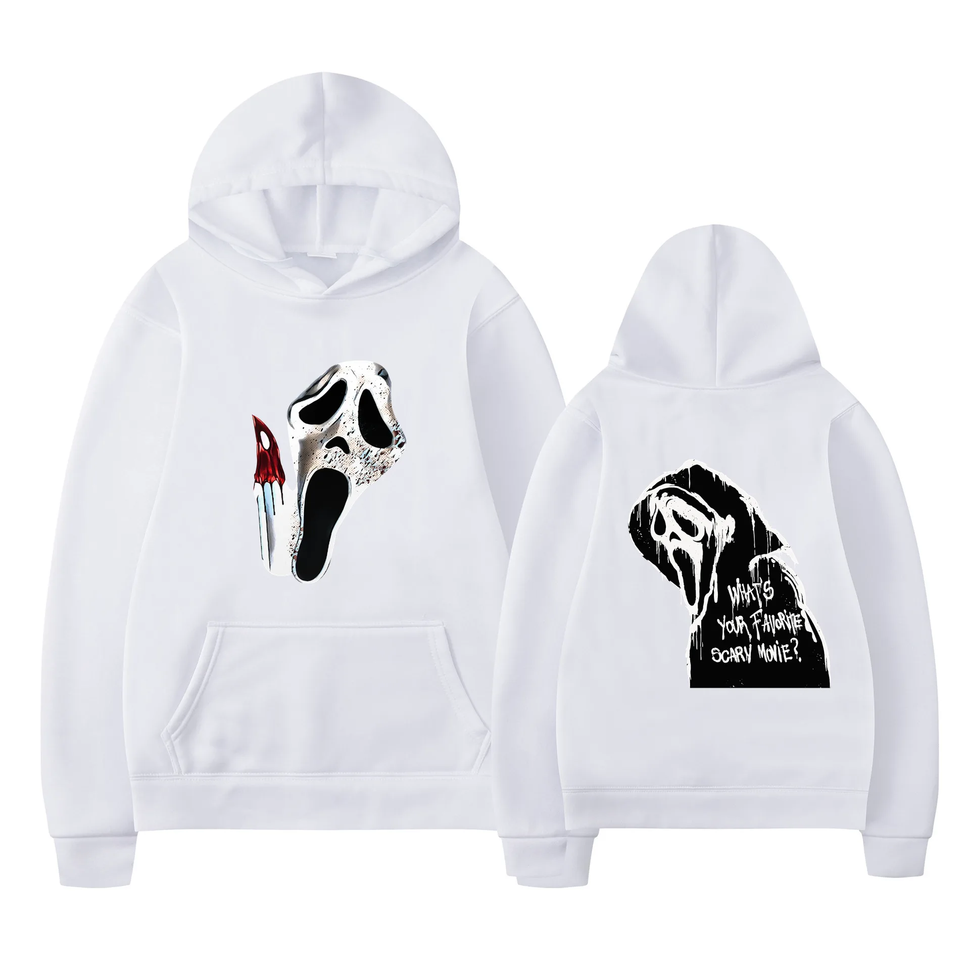 

New hooded plush sweater for couples casual fashion autumn and winter fashion print VI Ghostface Hoodie