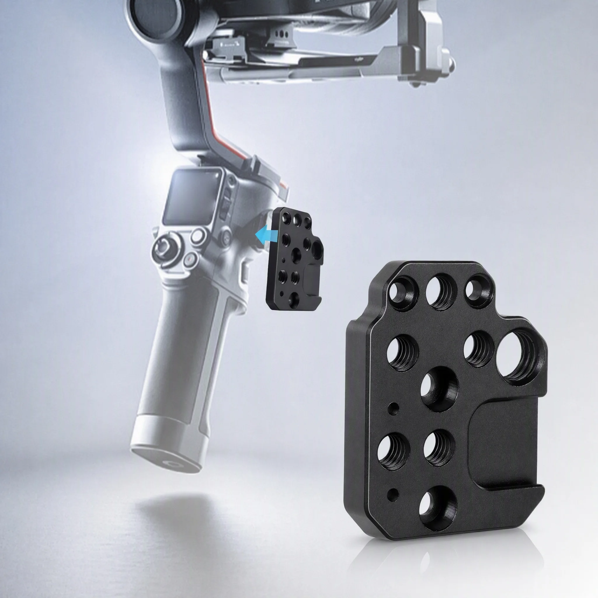 Aluminum Alloy Adapter Board with 1/4 3/8 Hole Cold Shoe Mount Stabilizer Extension Plate for Ronin RS3/RS2/RSC2/SC/S for Gimbal