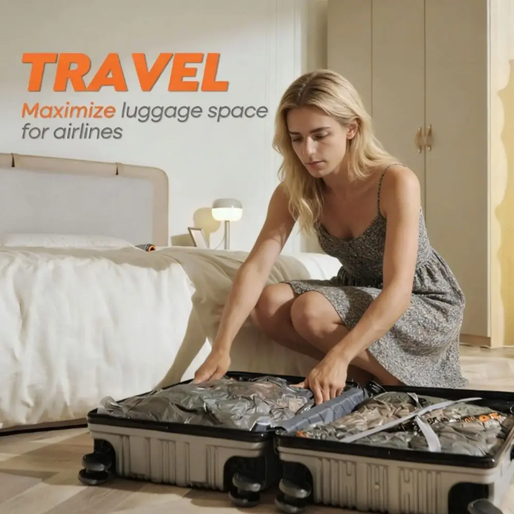 No Pump Vacuum Storage Bag Large Capacity Dust-proof Seal Compression Bag Waterproof Space Saving Clothes Blankets Organizer