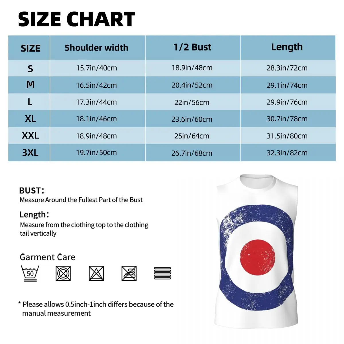 RAF Type D Roundel-Mod Target Men Printed Sleeveless T-shirt Casual Hip Hop Street Style Beach Holiday Tank Tops