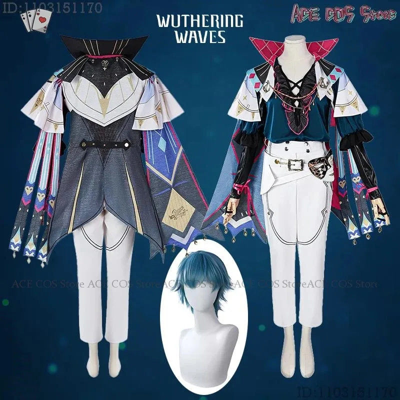 New Anime Wuwa Brant Cosplay Costume Wig Shoes Wuthering Waves Mask Game Clothes Mens Uniforms Halloween Party Cosplay Ani