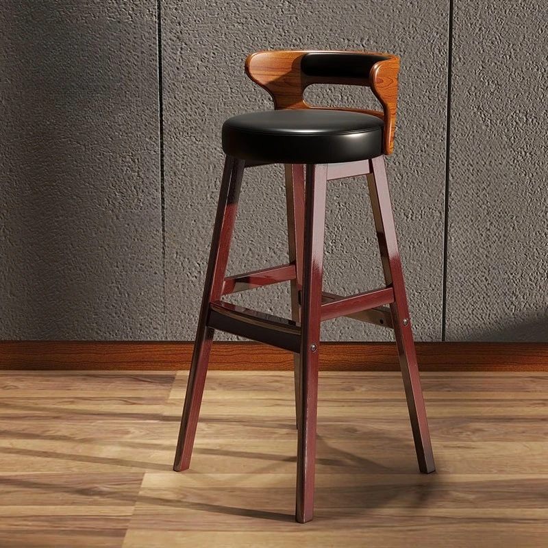 

Nordic modern bar chair soft bag comfortable solid wood bar stools backrest ergonomic барный дизайнерский стул bar furniture