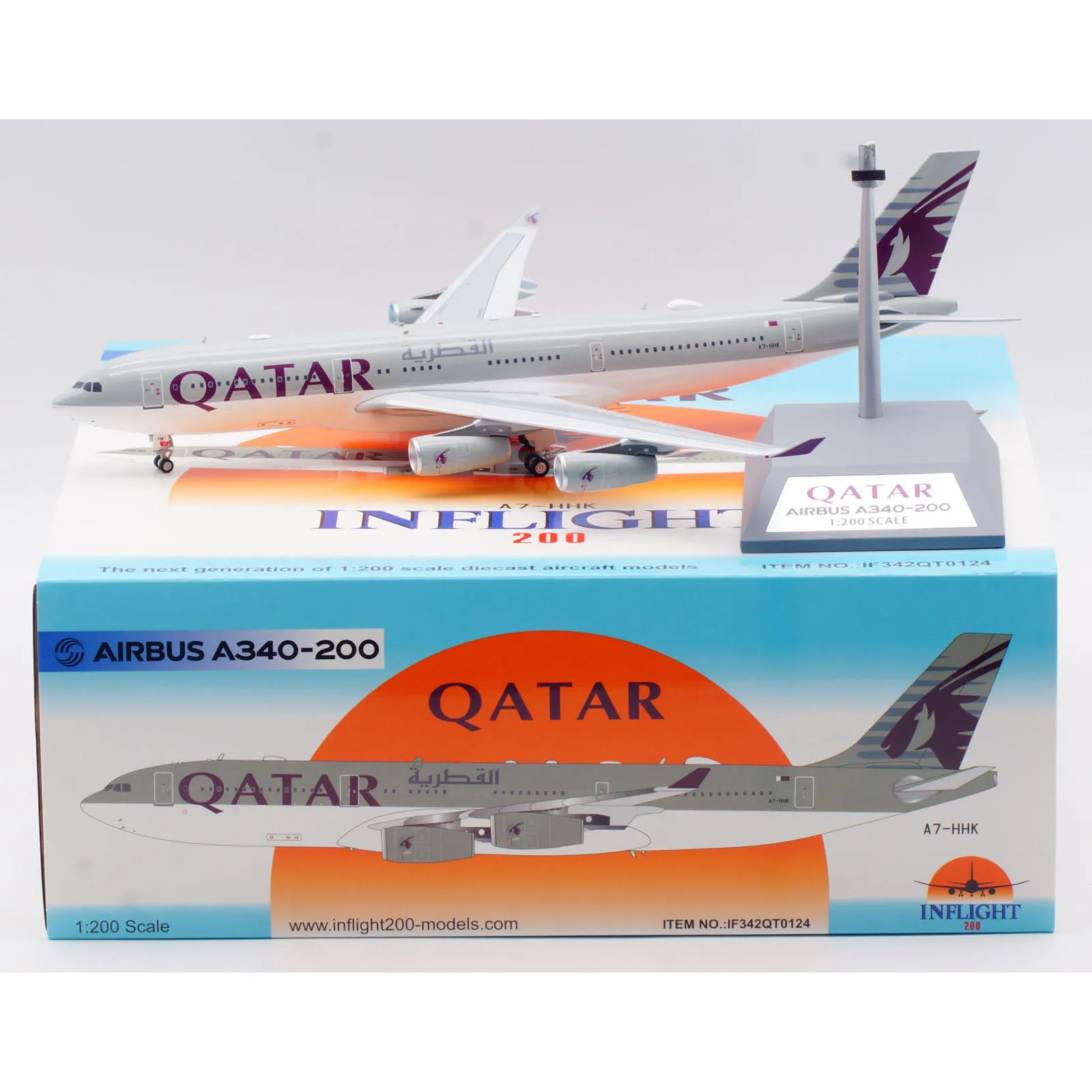 

IF342QT0124 Alloy Collectible Plane Gift INFLIGHT 1:200 Qatar Airways Airbus A340-200 Diecast Aircraft Jet Model A7-HHK