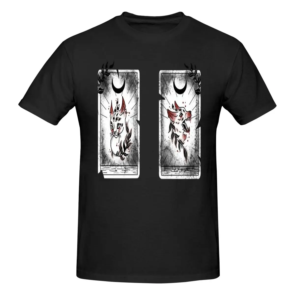 Men's 100% Cotton Short Sleeve T-shirt Blood_Duality Top Loose Tshirt