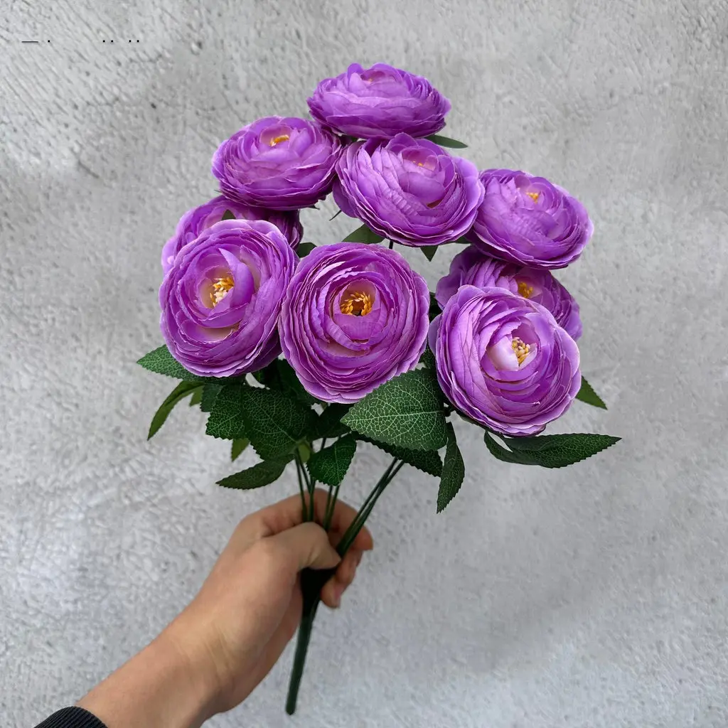 9-Köpfiger Strauß Künstliche Eustoma-Blumen, Exquisite Blumendekoration für Heimdekoration, Hochzeitsarrangements, Party-Hintergrund – Detail 8